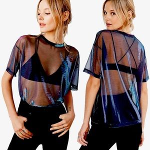 Women’s Metallic Shimmer Mesh Tee